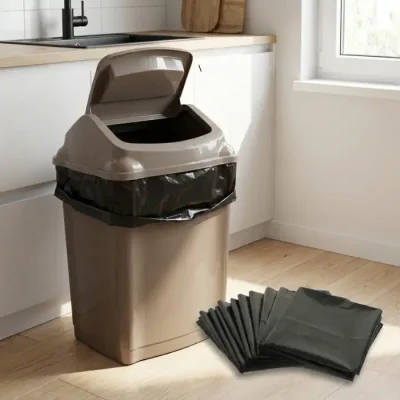 Bao bì ni lông đen cho thùng rác 45l không quai