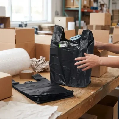 Túi bóng đen có quai size nhỏ đựng hàng hóa, đóng hàng