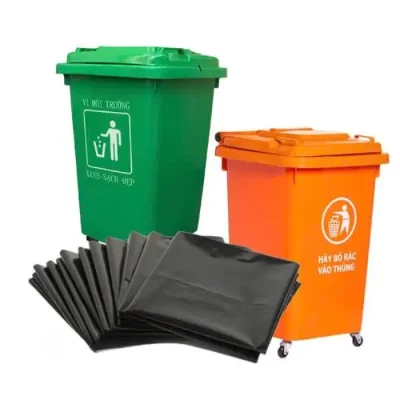 Túi rác công nghiệp đen 110x140 không quai, túi đựng rác cho thùng rác 240l