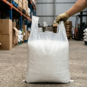 Bao ni lông trắng trong 30kg có quai xách, túi giặt là đựng quần áo, hàng hóa, thực phẩm