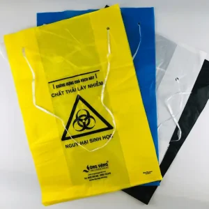 Bao rác y tế tự hủy có dây rút Sóng Vàng