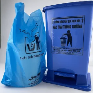 Túi đựng rác y tế màu xanh Sóng Vàng