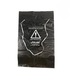 Túi rác y tế màu đen có dây rút, đựng chất thải nguy hại