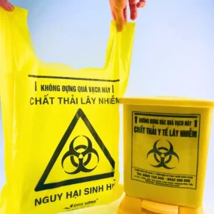 Túi rác y tế màu vàng có quai, đựng chất thải lây nhiễm