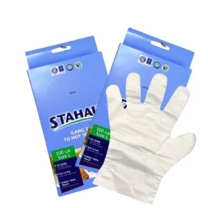 Găng tay nilon dùng một lần Stahaus tự hủy sinh học, mỏng nhẹ, dễ đeo